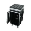 Case rack combo Roadinger 10/16U , plastic, adancime 56 cm, cu roti