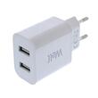 Incarcator USB retea Well , 2xUSB-A, 2A, alb