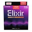 Pachet 2+1 seturi corzi chitara acustica 11-52 Elixir Nanoweb Bronze custom light