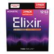 Pachet 2+1 seturi corzi chitara acustica 12-53 Elixir Nanoweb Bronze light