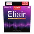 Pachet 2+1 seturi corzi chitara acustica 11-52 Elixir Nanoweb Phosphor Bronze custom light