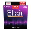 Pachet 2+1 seturi corzi chitara acustica 12-53 Elixir Nanoweb Phosphor Bronze light