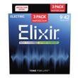 Pachet 2+1 seturi corzi chitara electrica 9-42 Elixir Optiweb super light