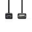 Cablu de date USB-USB mini trapez OTG , USB-A mama 2.0, USB-A mini tata 5P