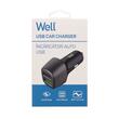 Incarcator USB auto Quickcharge Well , 12-24V, 2xUSB, 30W+2.4A