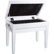 Scaun bancheta pian Roland RPB-400 PW , alb lucios, sezut negru, captusit, compartiment partituri