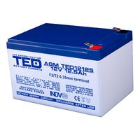 Acumulator plumb acid 12V 12.5AH TED TED12125 AGM 151x98x95 mm terminal F2