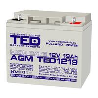 Acumulator plumb acid 12V 19AH TED TED1219 AGM High Rate 181x76x167 mm terminal F3