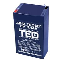 Acumulator plumb acid 6V 6.1AH TED TED661 AGM 70x48x101 mm terminal F1