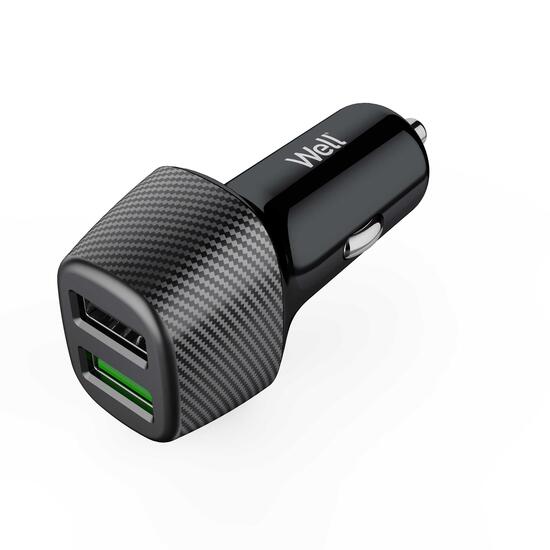 Incarcator USB auto Quickcharge Well , 12-24V, 2xUSB, 30W+2.4A