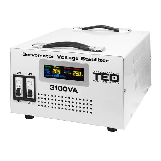 Stabilizator de tensiune 3100VA TED 000163, SVC, servomotor, 3.1kVA