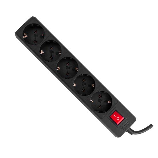 Prelungitor 5 cai 5M TED N1.5TED5M5P+I, 5x prize Schuko, cu intrerupator, negru