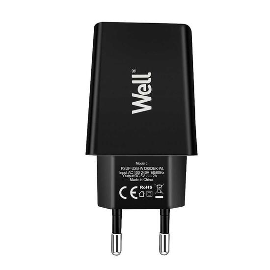Incarcator retea USB Well, 1xUSB-A 2A negru