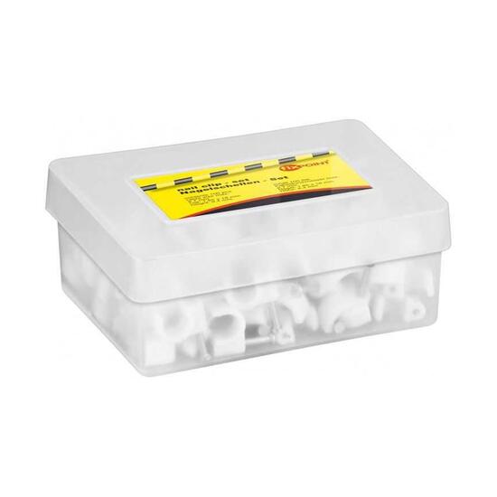 Cleme clips Well CLPRW-7, fixare cablu rotund, cu cui, 7mm, alb, 100 buc / set