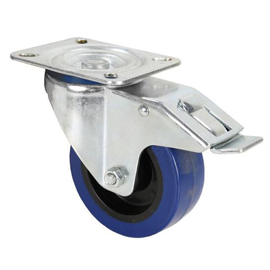 Roata pivotanta case 100 mm Adam Hall 372191 Blue Wheel, cu frana
