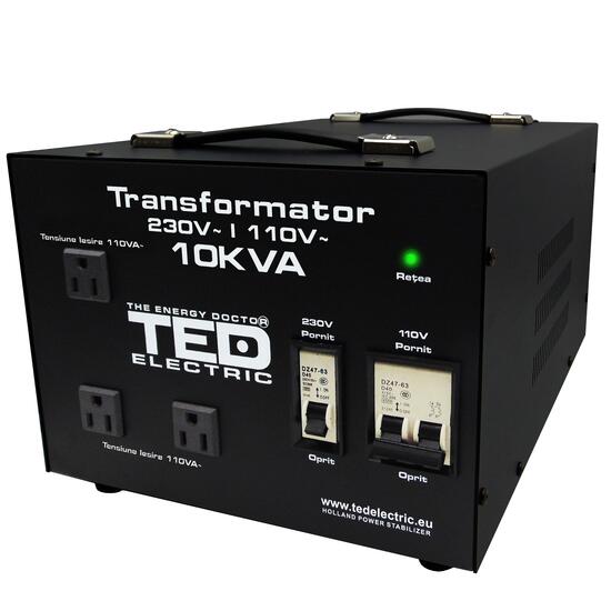 Transformator convertor 230>110V 10000VA/8000W TED 000231, 10kVA, cu carcasa