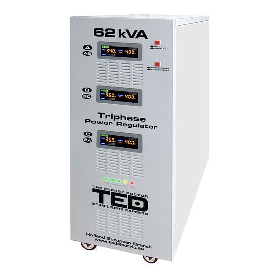 Stabilizator tensiune trifazat 62KVA 48KW TED 62K3SVC, servo motor, SVC