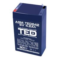 Acumulator plumb acid 6V 4.2AH TED TED642 AGM 70x47x100 mm terminal F1/T1