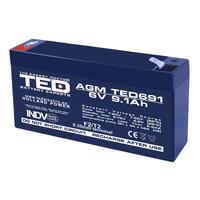 Acumulator plumb acid 6V 9.1AH TED TED691 AGM 151x34x95 mm terminal F2