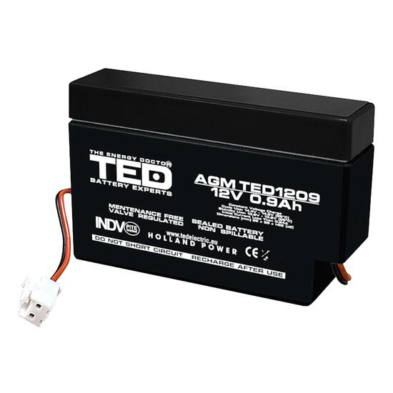 Acumulator plumb acid 12V 0.9AH TED TED1209 AGM 96x25x62 mm terminal fire
