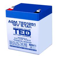 Acumulator plumb acid 12V 5.1AH TED TED1251 AGM 90x70x98 mm terminal F2