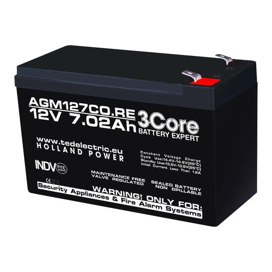Acumulator plumb acid 12V 7.02AH TED GBS127CORE AGM 151x65x95 mm terminal F1