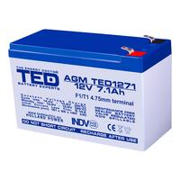 Acumulator plumb acid 12V 7.1AH TED TED1271 AGM 151x65x95 mm terminal F1