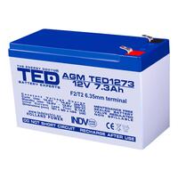 Acumulator plumb acid 12V 7.3AH TED TED1273 AGM 151x65x95 mm terminal F2