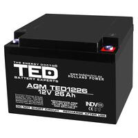 Acumulator plumb acid 12V 26AH TED TED1226 AGM 165x175x125 mm terminal M5