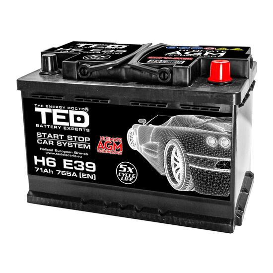 Acumulator plumb acid 12V 71AH TED AGM start-stop 278x175x190 mm