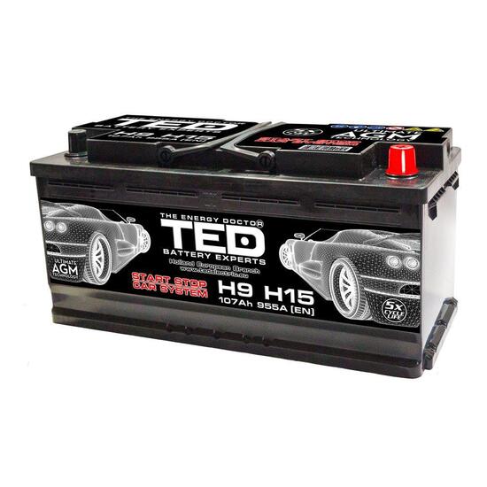 Acumulator plumb acid 12V 107AH TED AGM start-stop 394x175x190 mm