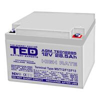 Acumulator plumb acid 12V 28.5AH TED TED12285 AGM High Rate 165x175x126 mm terminal M5