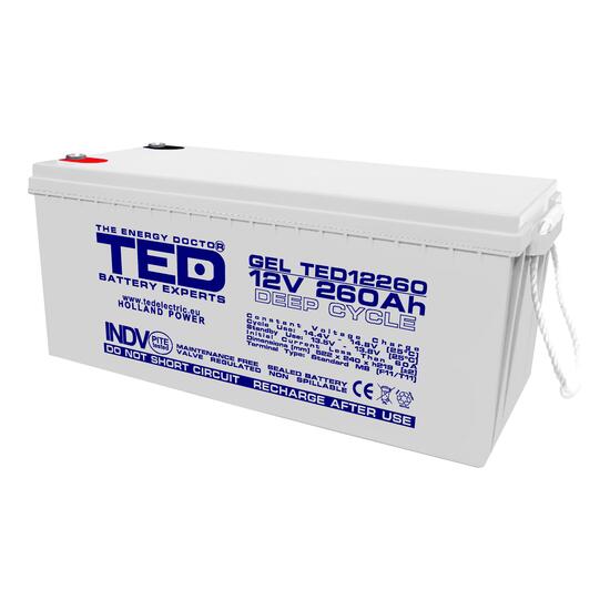Acumulator plumb acid cu gel 12V 260AH TED TED12260 AGM 520x268x220 mm terminal M8
