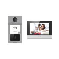 Kit video-interfon IP Hikvision DS-KIS604-S(B), Intercom, 1080p, microfon, ecran 7" TFT touch