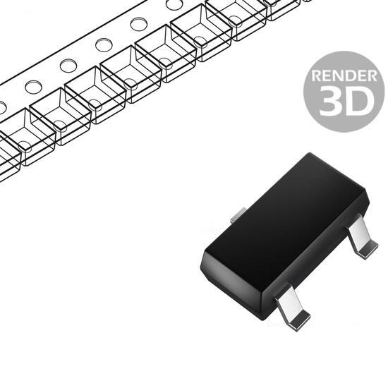 Tranzistor NPN BC847, bipolar, 45V 0.1A 0.25W, SOT23