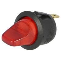 Intrerupator Rocker SPST ON-OFFrotund negru cu neon