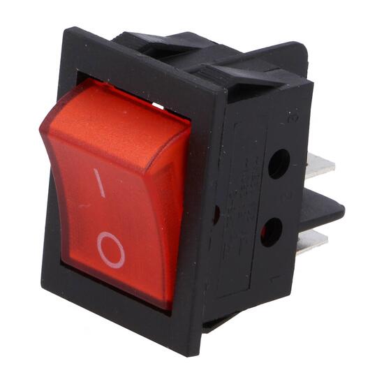 Intrerupator Rocker OFF-ON RSI2013C3RD, DPST, 15A/250VAC, lampa cu neon, rosu