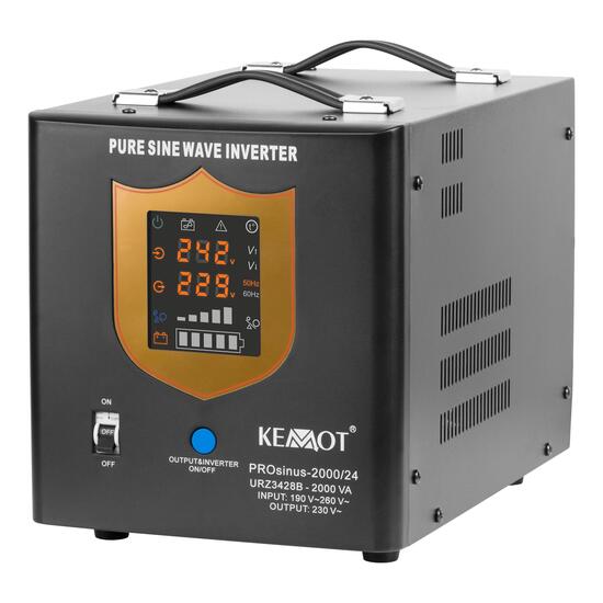 UPS centrale 2000VA/1400W Kemot PROSinus-2000/24, 24V, sinus pur, negru
