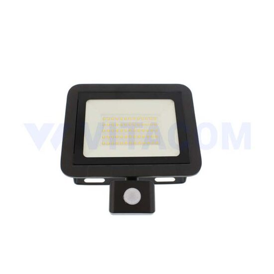 Proiector LED cu senzor, 50W, 4000lm, IP44, 4000K, negru, Well