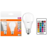 Set 2 Becuri LED RGBW Osram cu telecomanda, E27, 806lm, 60W