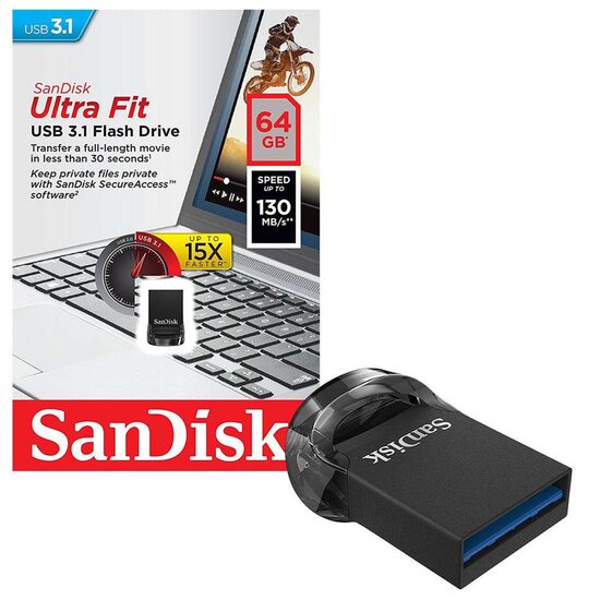 Memorie USB Flash Drive SanDisk Ultra Fit 64GB, USB 3.1