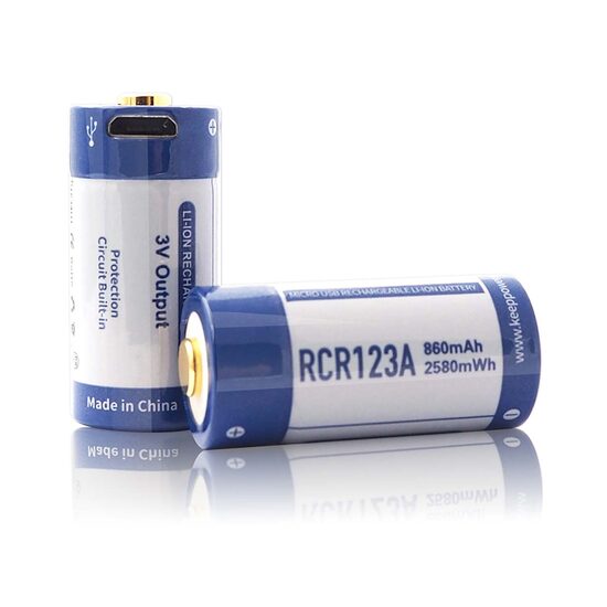 Produs: Acumulator Li-Ion CR123A 16340 KeepPower, 3.6V 800mAh, set 2 buc, incarcare USB
