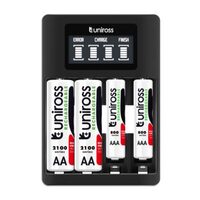 Incarcator acumulatori Uniross UCU0002, 4 x AA / AAA, micro USB, Quick LCD