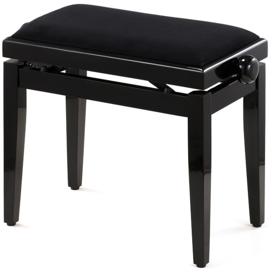 Scaun bancheta pian Thomann KB-15BP , negru lucios, sezut negru, catifea