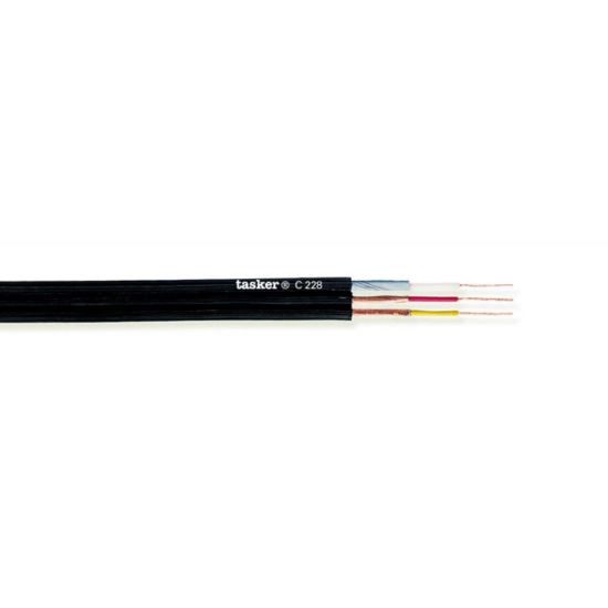 Cablu audio video plat Tasker C228 , negru, 1x0.08(75 Ohm)+2x0.14, OFC