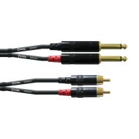 Cablu audio paralel 6M Cordial CFU 6 PC , 2xJack 6.3 tata mono, 2xRCA tata, aurite, Rean