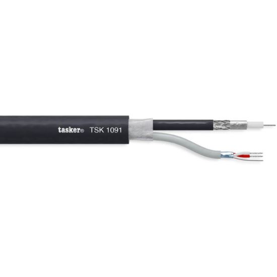 Cablu audio video Tasker TSK1091 , negru, 1x75 Ohm+2x0.14, OFC, ignifug