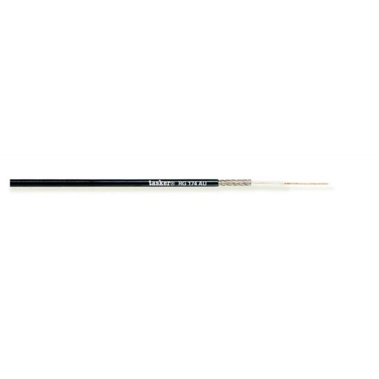 Cablu coaxial video Tasker RG174AU , negru, 1x0.14 (50 Ohm), argintat