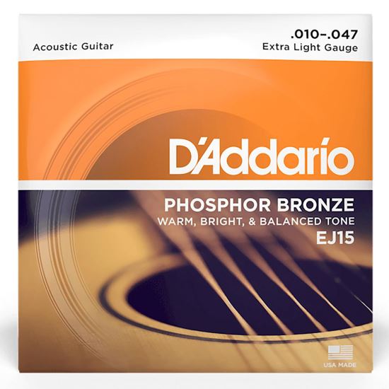 Corzi chitara acustica 10-47 D'Addario EJ15 phosphor bronze , extra light