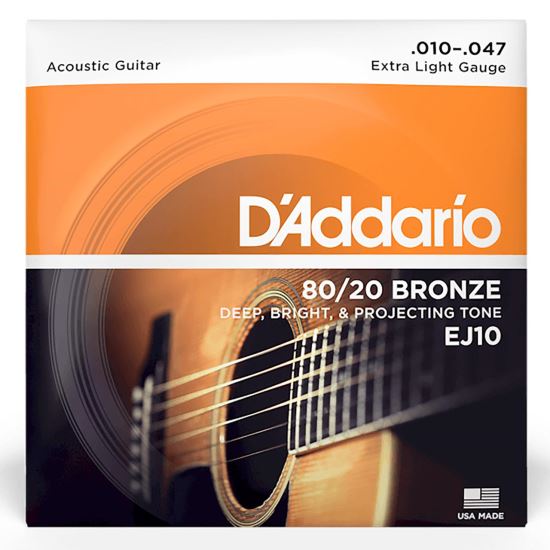 Corzi chitara acustica 10-47 D'Addario EJ10 80/20 , extra light